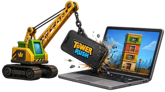 Tower Rush mobiil vs arvuti